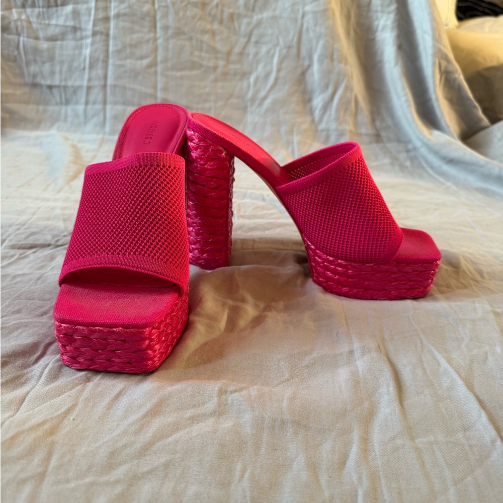 Forever 21 Hot Pink Platform Slide Mules - Picture 2 of 14